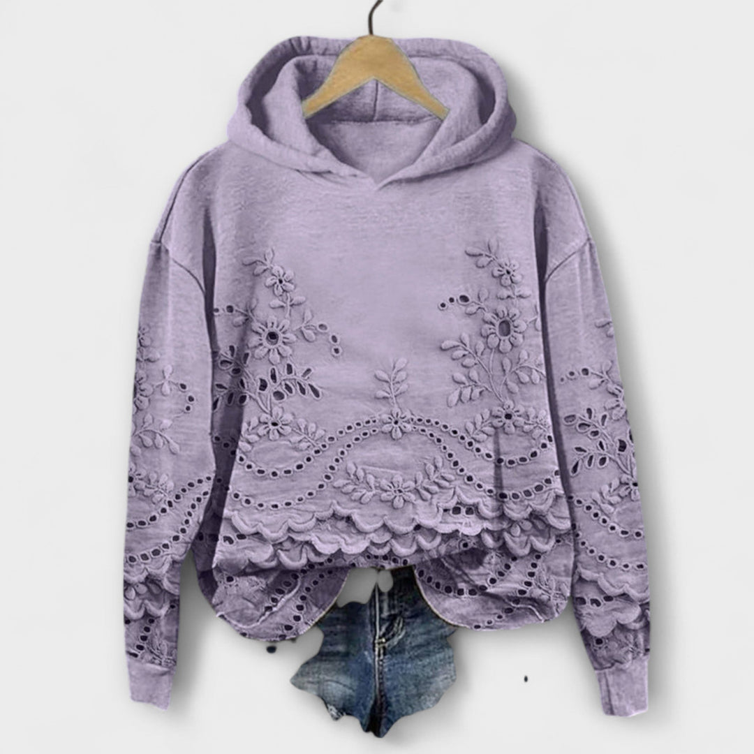 Grace – Vintage Kapüşonlu Sweatshirt Çiçek Desenli