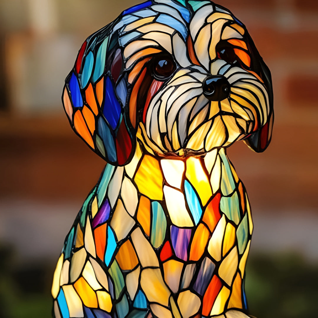 Papouille | Renkli camdan yapılmış köpek lambası