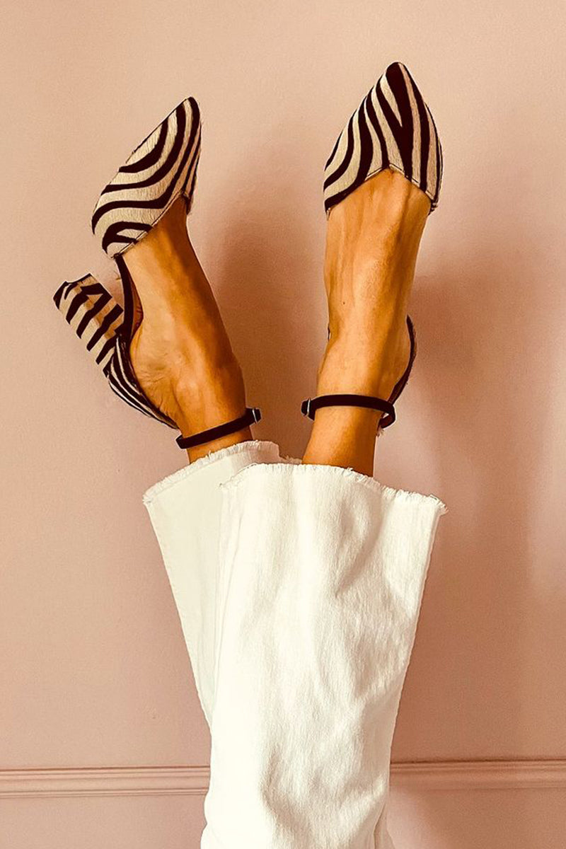 Zebrina™ | Orta topuklu zebra desenli sandalet