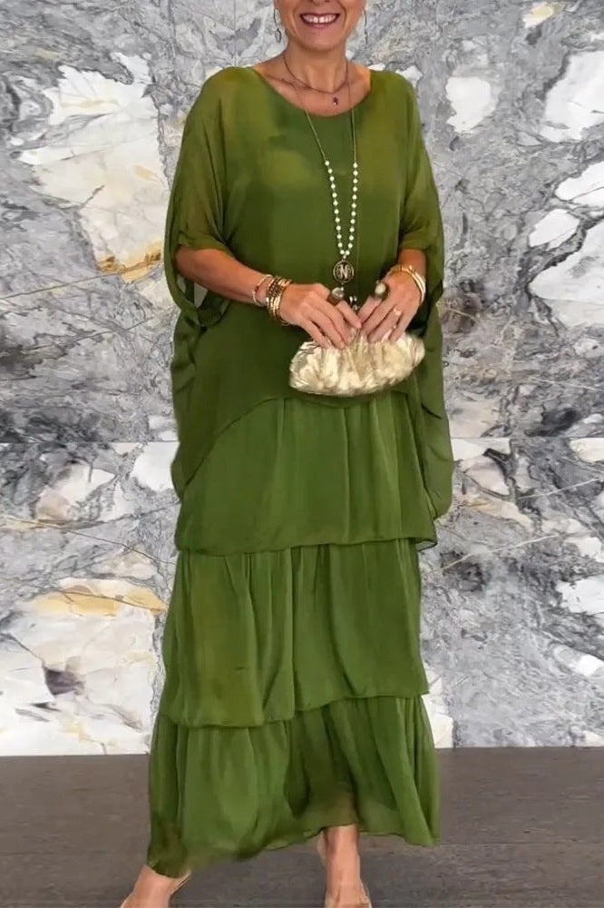 Nora Katmanlı Elbise - Zeytin Yeşili