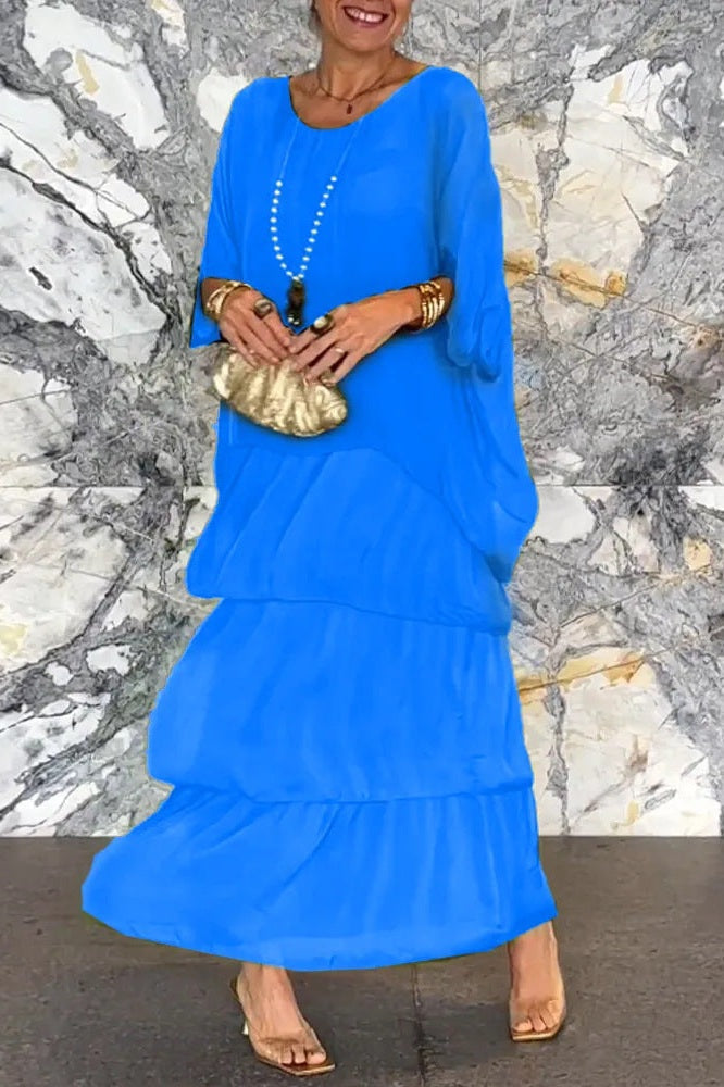 Nora Katmanlı Elbise - Mavi