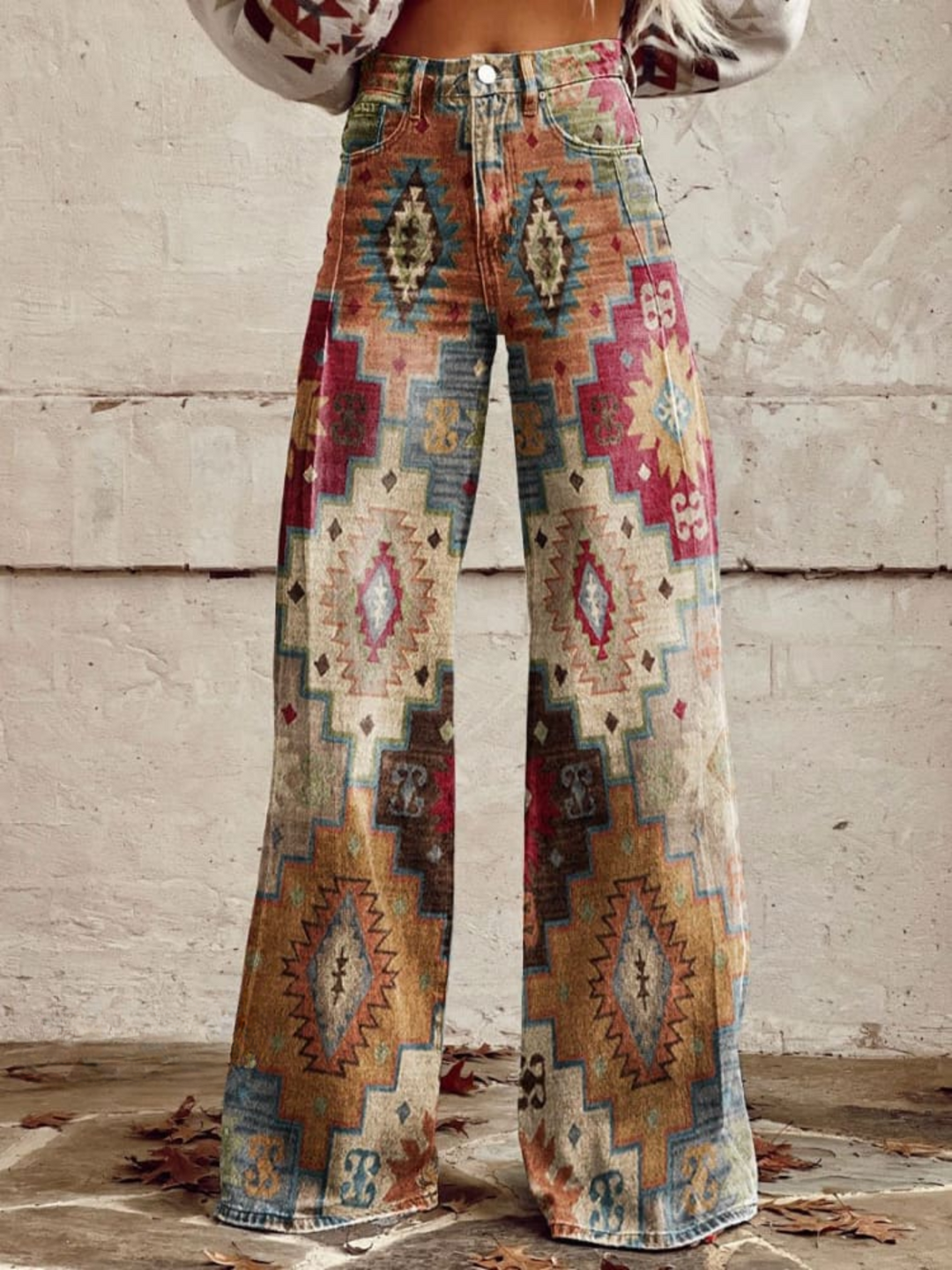 Sara | Geniş Paça Bohem Vintage Pantolon