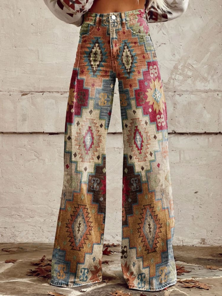 Sara | Geniş Paça Bohem Vintage Pantolon