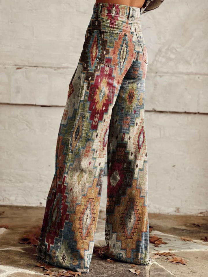 Sara | Geniş Paça Bohem Vintage Pantolon