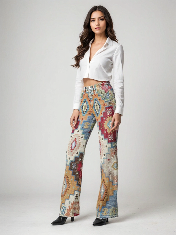 Sara | Geniş Paça Bohem Vintage Pantolon