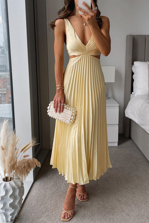 Zoe™ - Plise Maxi Elbise