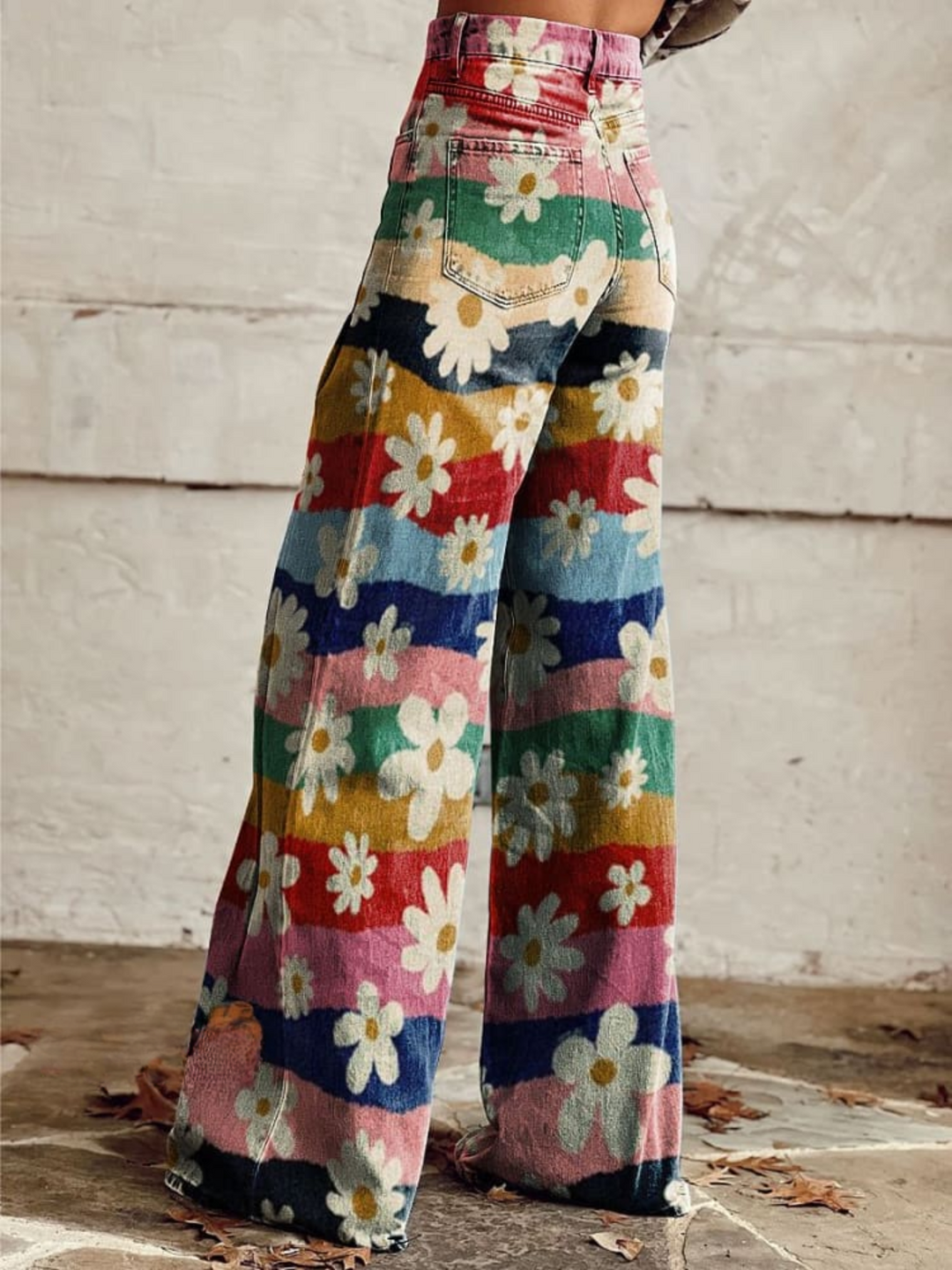 Katherine | Retro Çiçekli Geniş Paça Pantolon