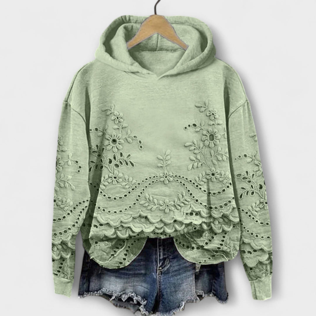 Grace – Vintage Kapüşonlu Sweatshirt Çiçek Desenli