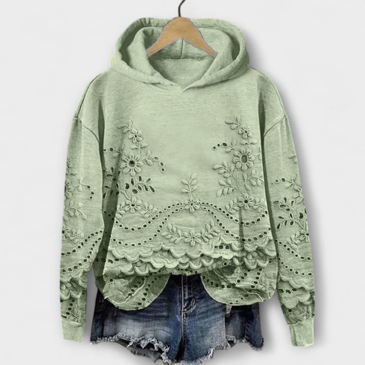 Grace – Vintage Kapüşonlu Sweatshirt Çiçek Desenli
