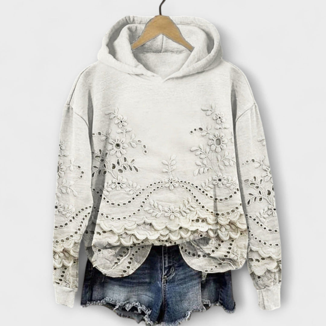 Grace – Vintage Kapüşonlu Sweatshirt Çiçek Desenli