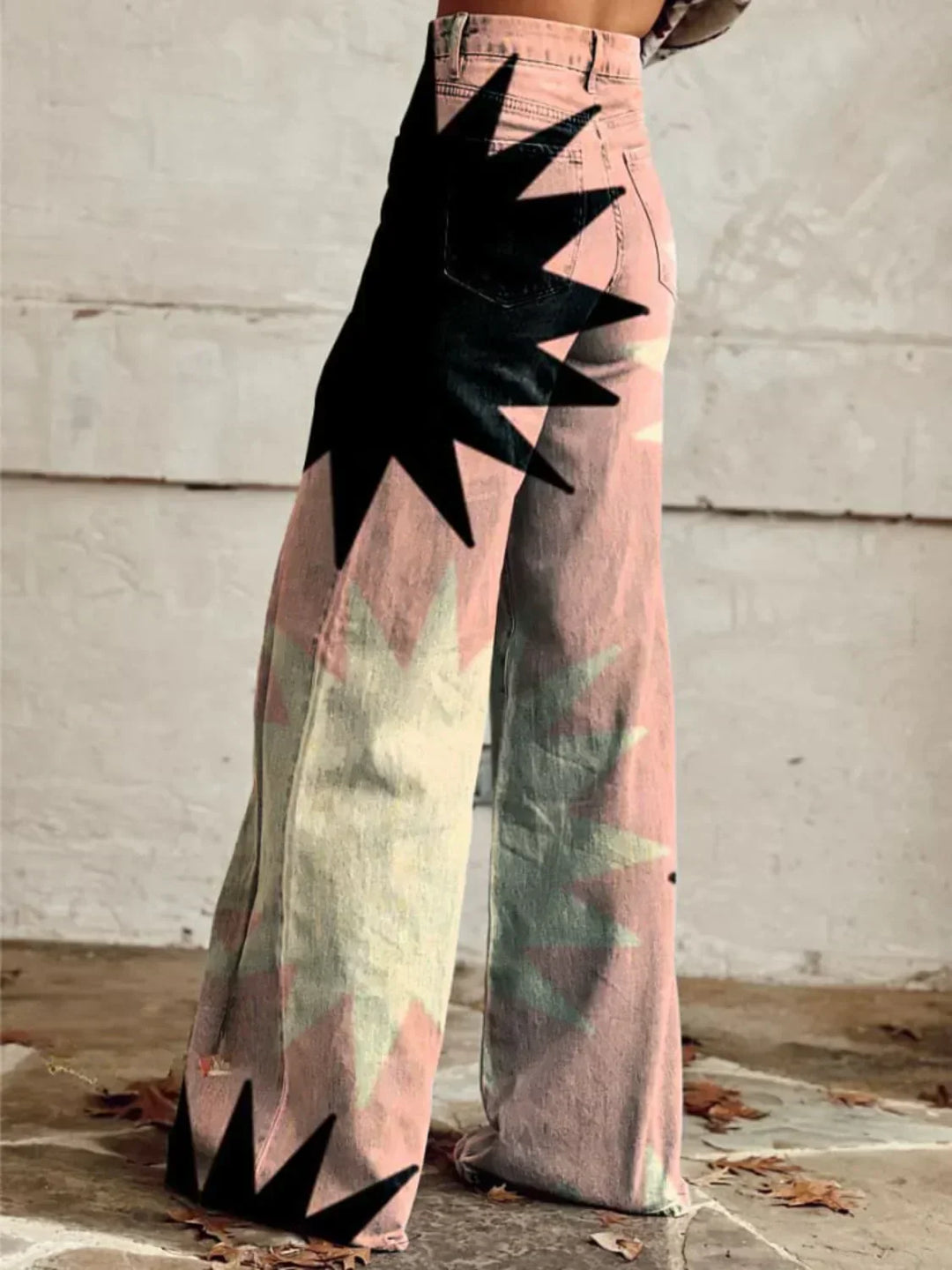 Melek | Geometrik Desenli Geniş Paça Pantolon