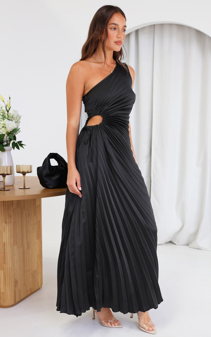 Elle™ – Tek Omuzlu Fırfırlı Maxi Elbise