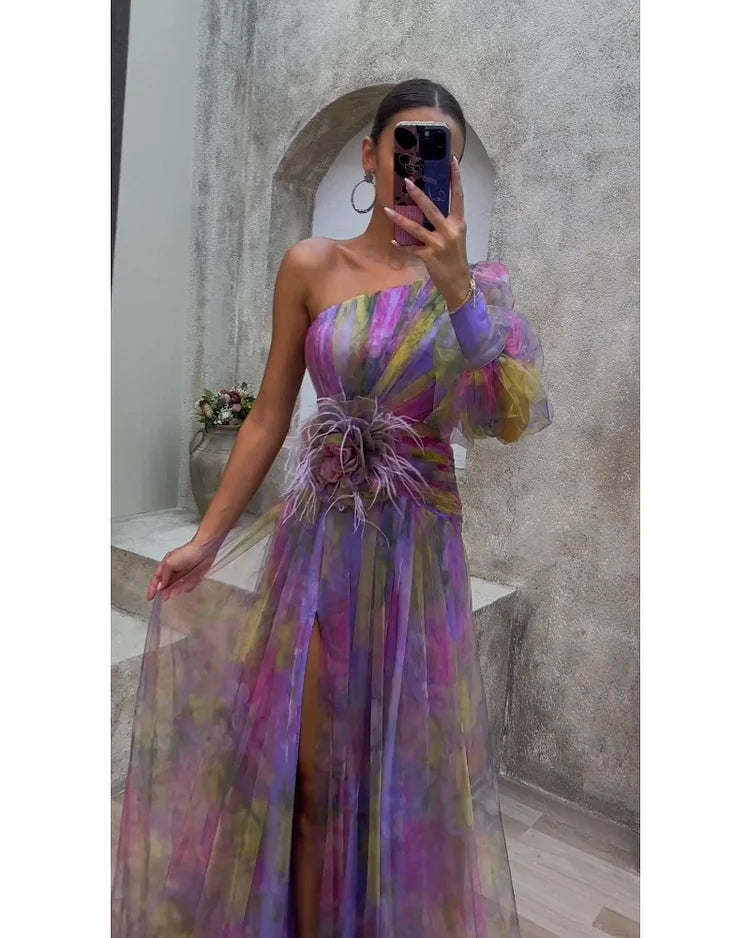 Juliet™ – Tek Omuzlu Çiçekli Elbise