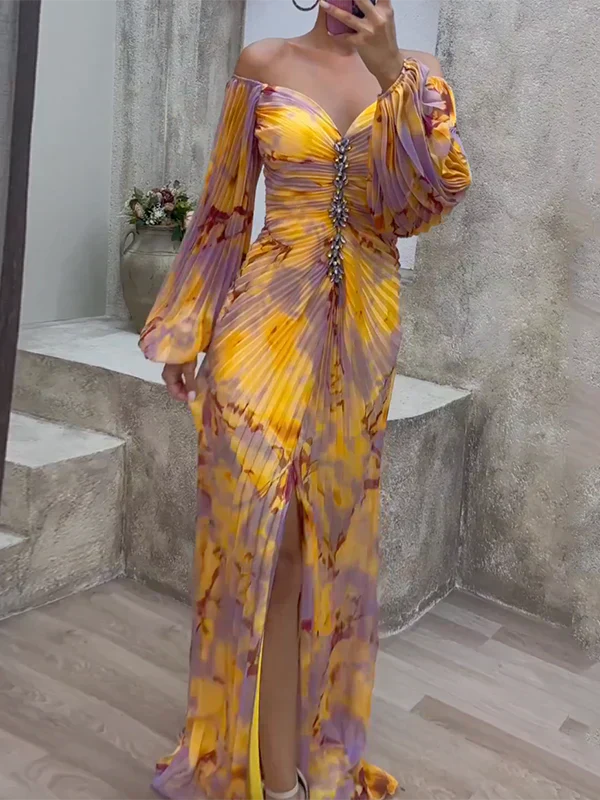 Grace™ – Plise V-Yaka Maxi Elbise