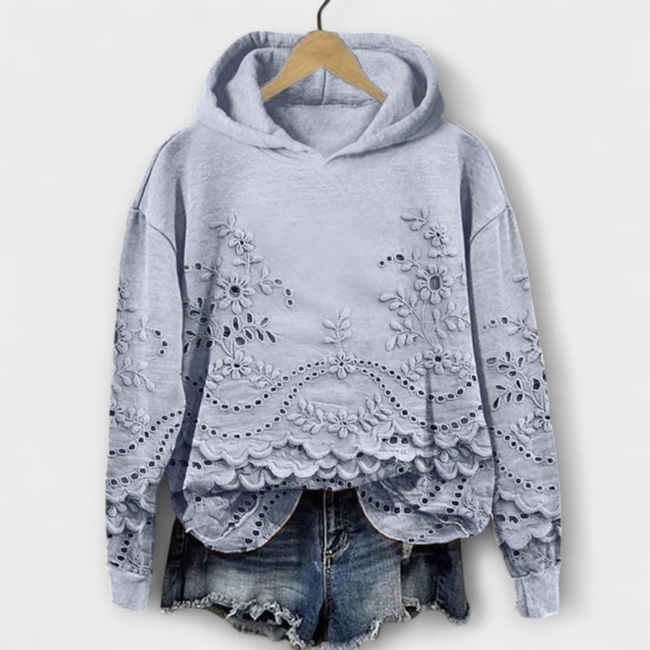 Grace – Vintage Kapüşonlu Sweatshirt Çiçek Desenli