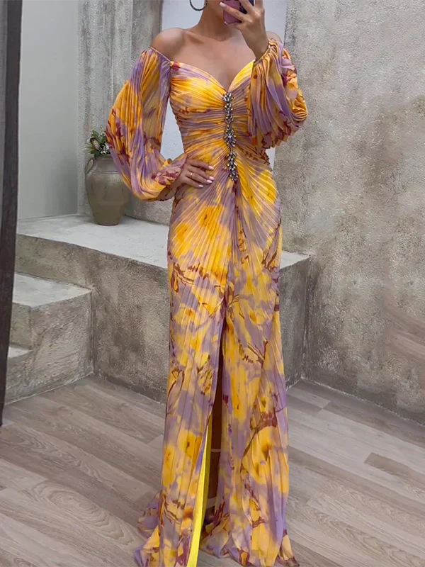 Grace™ – Plise V-Yaka Maxi Elbise