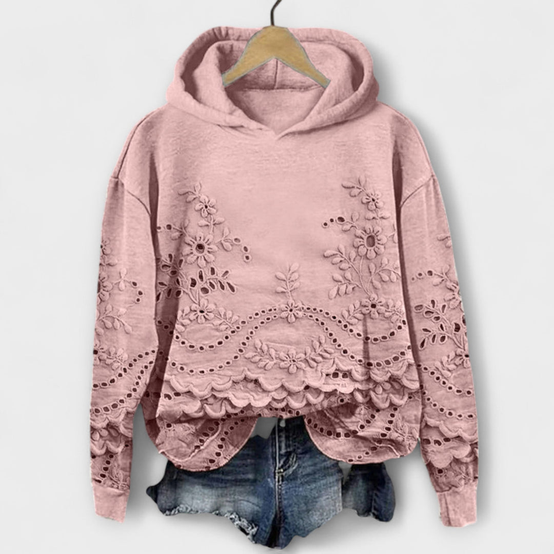 Grace – Vintage Kapüşonlu Sweatshirt Çiçek Desenli