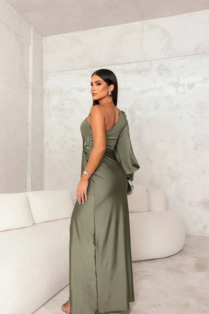 Elena™ – Tek Omuzlu Maxi Elbise