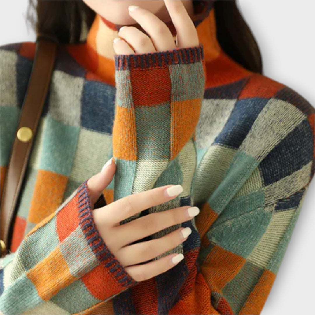 Erika - Patchwork Yüksek Yaka Kazak