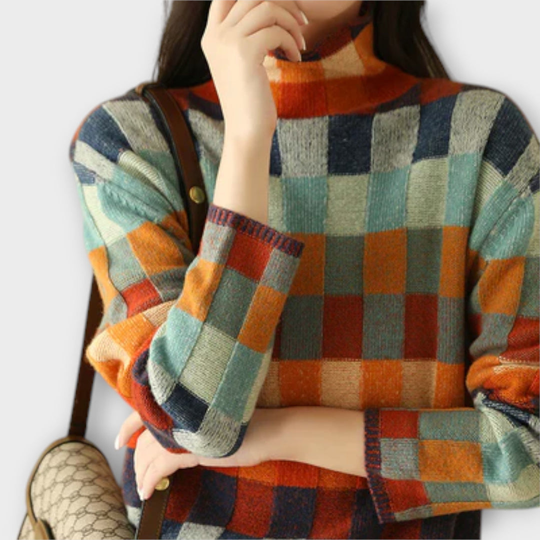 Erika - Patchwork Yüksek Yaka Kazak
