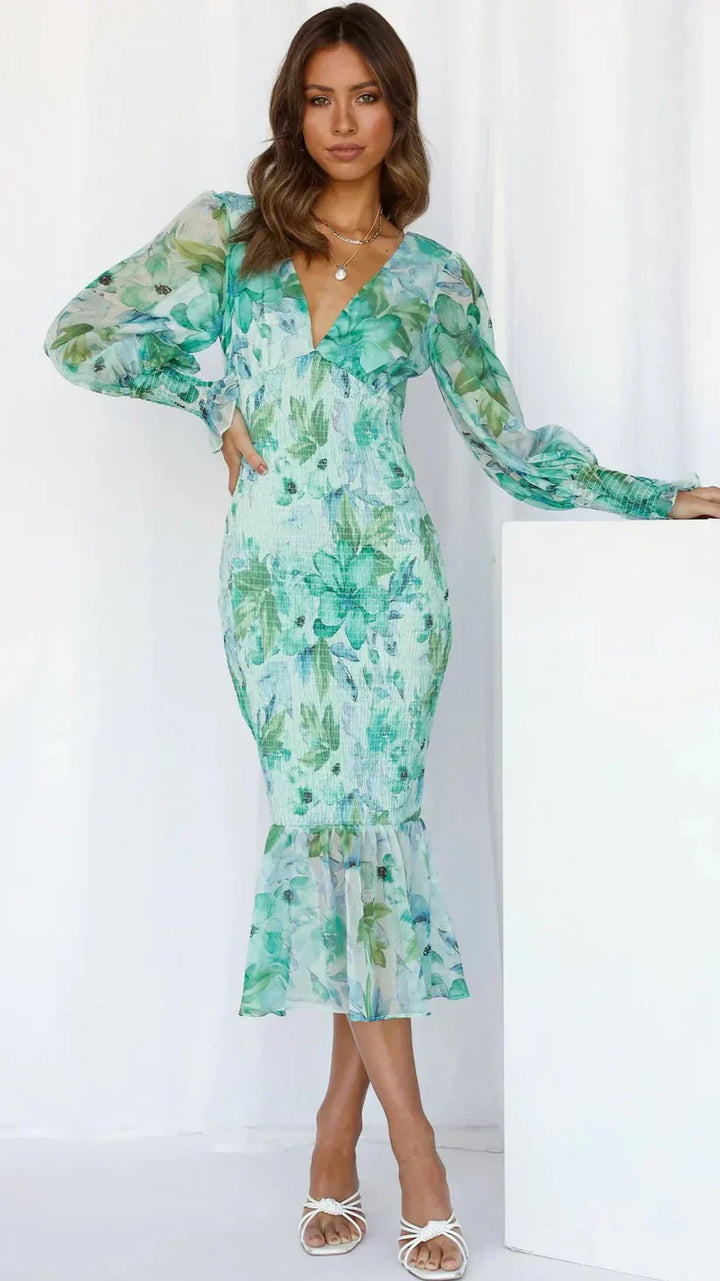 Miley™ – Çiçekli Midi Elbise