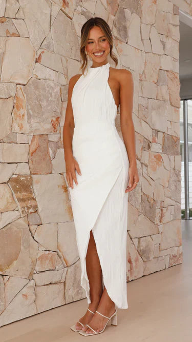 Amelia™ – Pliseli Halter Midi Elbise