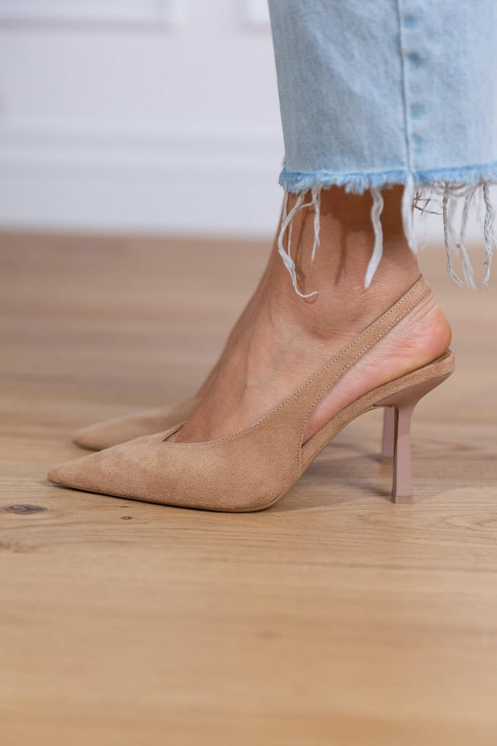 Marlena™ | İnce topuklu nudes slingback ayakkabılar